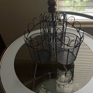 Wire Utensil Holder with Wooden Handle